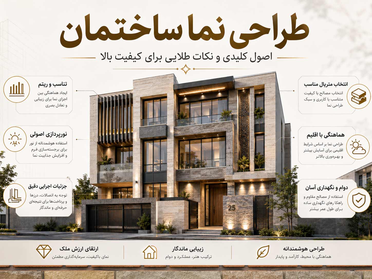 طراحی نما ساختمان + اصول کلیدی و نکات طلایی برای کیفیت بالا
